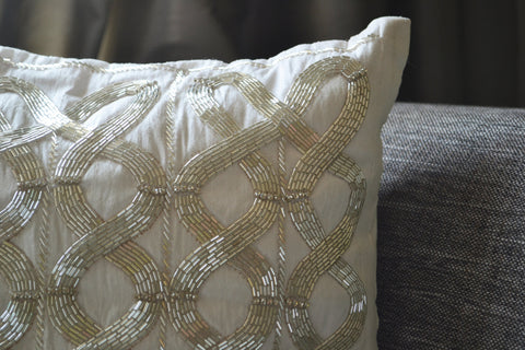Amore Beaute Silver throw pillows, Bead cushion, Micro bead pillow, Silk pillow covers,decorative pillow