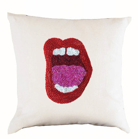 Amore Beaute Black Lips Pop Art Pillow Cover