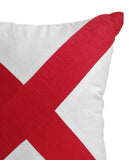 Amore Beaute red white cross pillow cover gives a boost to solid bedding or couch. 