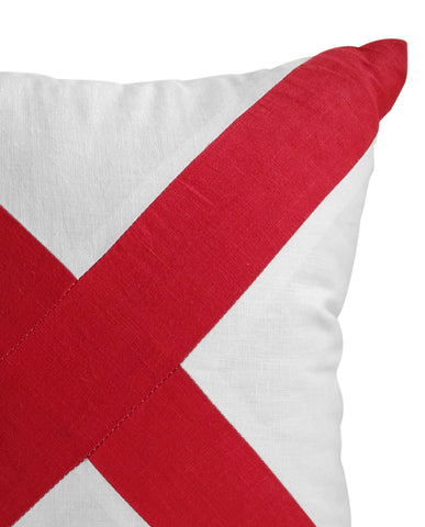 Amore Beaute Cross Pillow Cover, Red White Pillow, Nautical, Yacht Decor, Linen Pillowcase