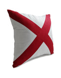 Amore Beaute throw pillow cover has a bold, blocked cross on the front and solid white linen on the back.