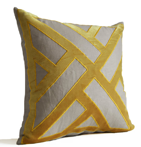 Amore Beaute Yellow Gray Chippendale Pillow Cover