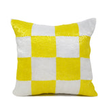 Yellow White Buffalo Check Pillow Cover in Beads