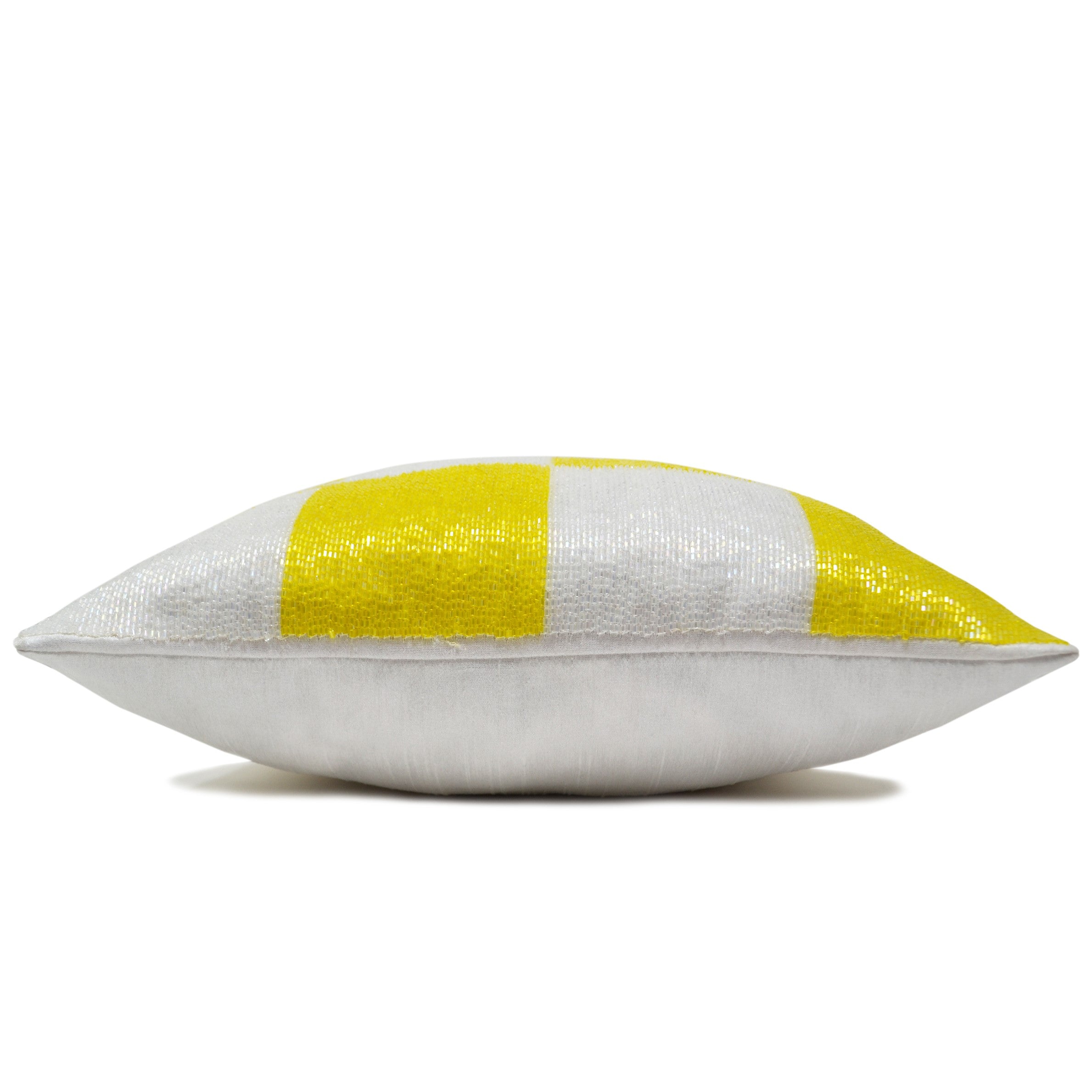 White and yellow dorm pillow cover, back to school